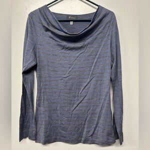 Ibex Cowl Neck Blue Gray 100% Merino Wool Long Sleeve Shirt Size Medium